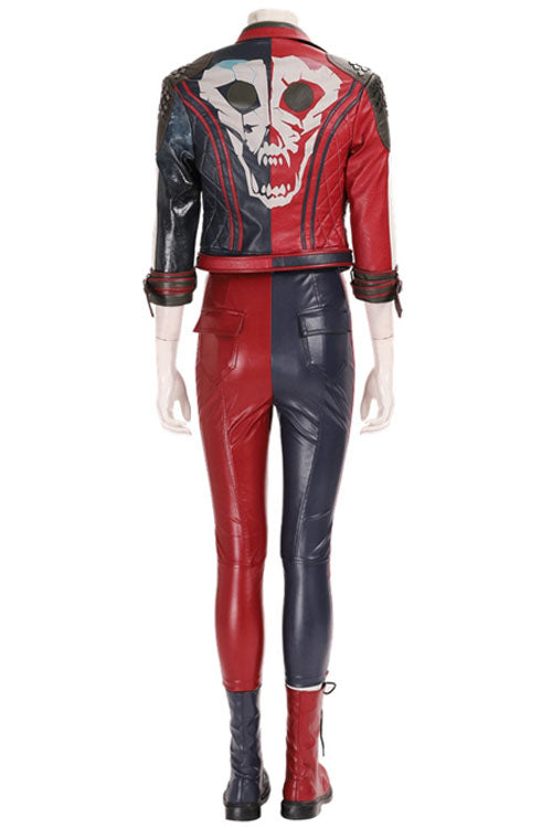 Suicide Squad Kill The Justice League Harley Quinn Red/Black Halloween Cosplay Costume Full Set
