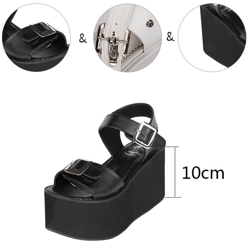 Black And White Platform Sweet Lolita Sandals
