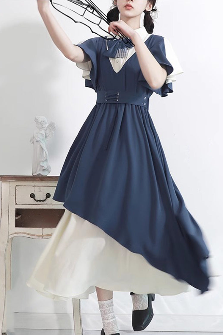 Blue/White College Style Chiffon Kawaii Sweet Dress