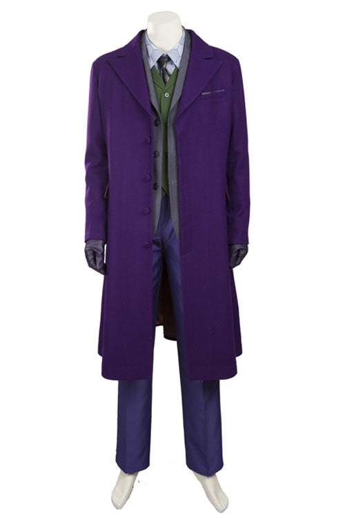 Batman The Dark Knight The Joker Purple Woolen Long Coat Halloween Cosplay Costume Full Set