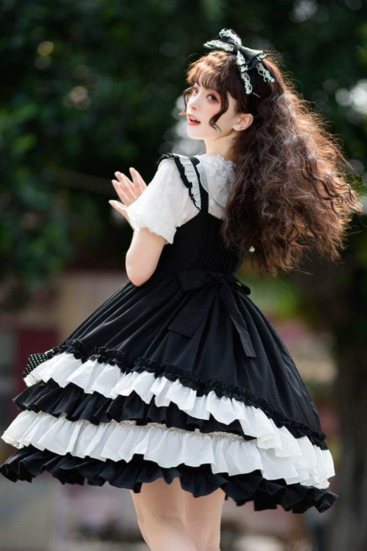 Black Bowknot Ruffled Multi-Layer Classic Lolita Jsk Dress