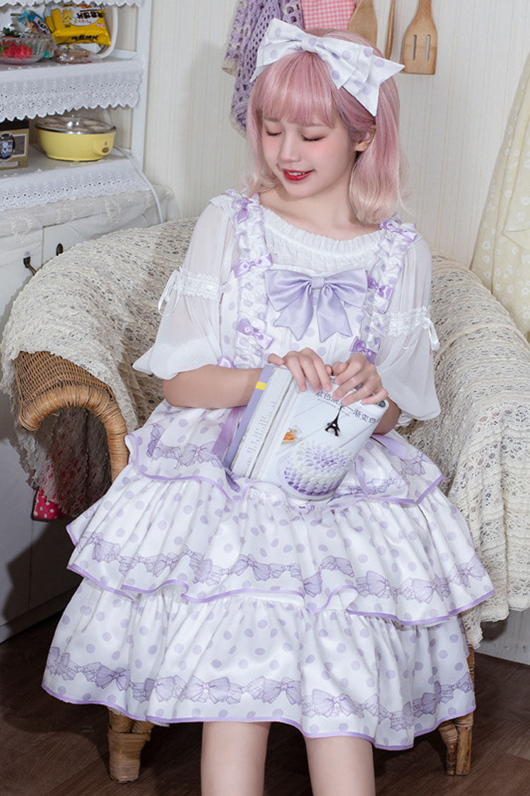 Polka Point Print Bowknot Multi-Layer Princess Sweet Lolita Jsk Dress