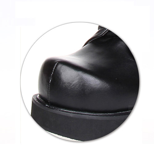 Black Leather Belt Buckle Lace Up High Lolita Boots