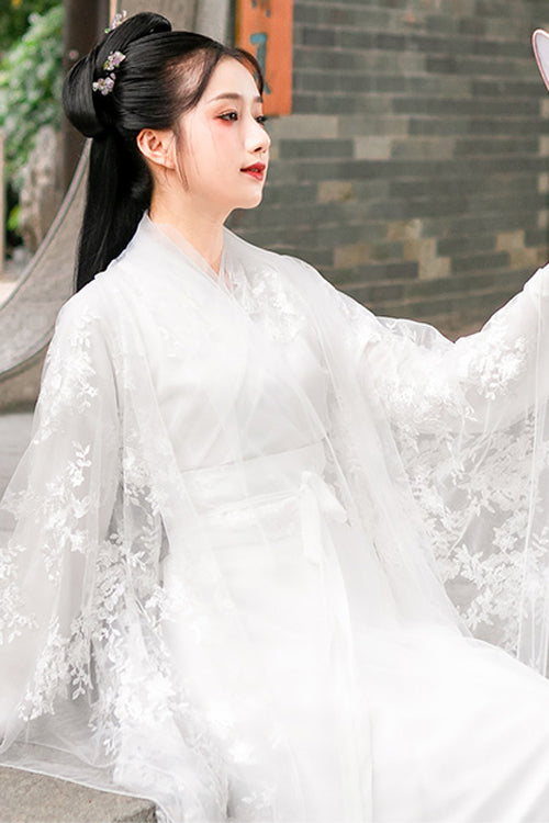 White Lady Chinese Style Fairy Sweet Hanfu Dress Full Set