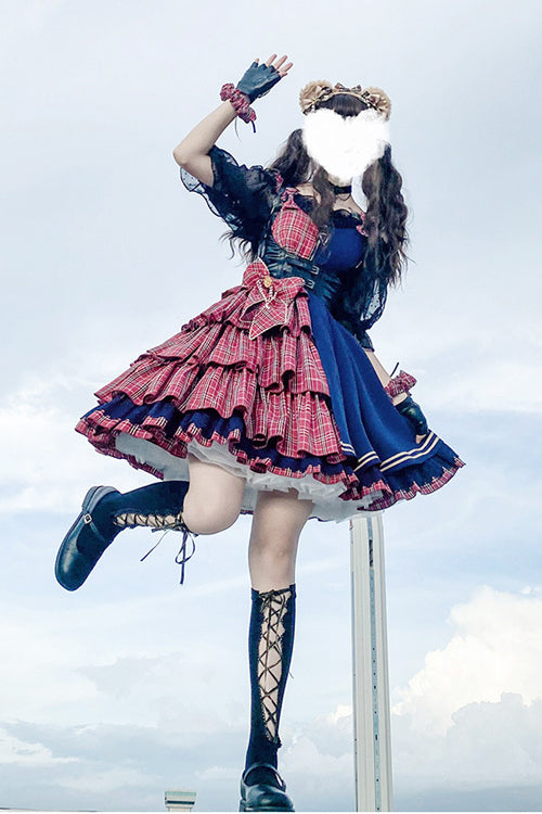 Plaid Stitching Multi-Layer Sweet Lolita JSK Dress
