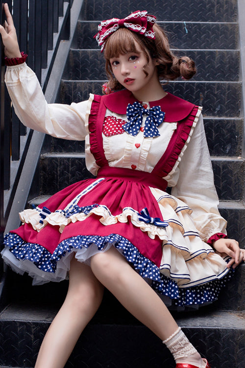 Red Multi-Layer Ruffled High Waist Sweet Lolita JSK Dress
