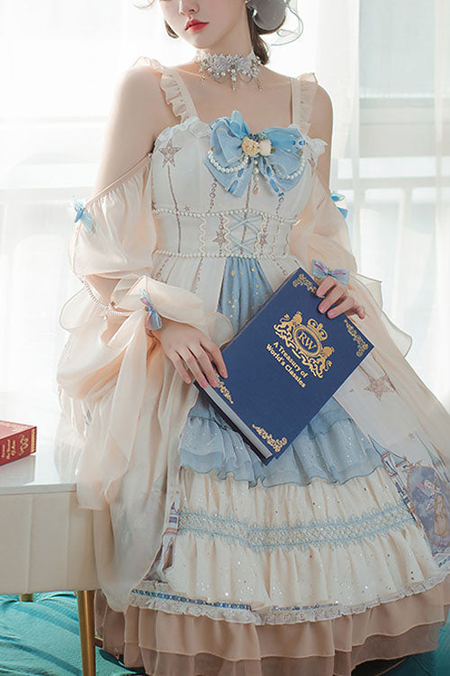 Multi-Color Cardigan Bowknot Elves Multi-Layer Ruffled Sweet Lolita JSK Dress