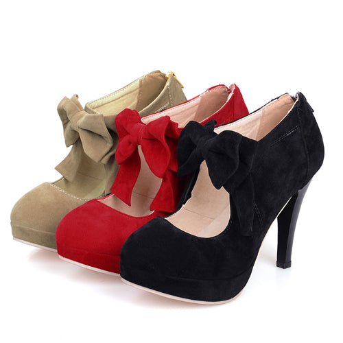 Elegant Pure Color Bowknot Round-toe Sweet Lolita High Heel Shoes