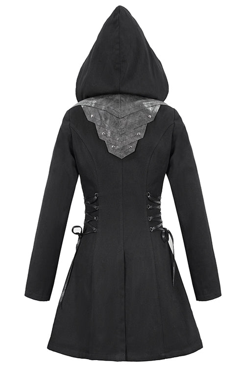 Black Hat Removable Slim Long Womens Gothic Coat
