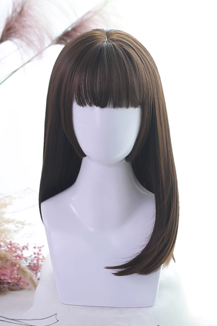 Natural Hair-tail Medium Long Straight Hair Classic Lolita Wigs
