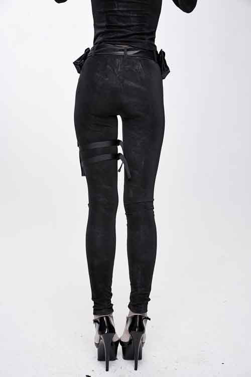Dark Pattern Punk Stretchy Fitted Womens Pants With Bags