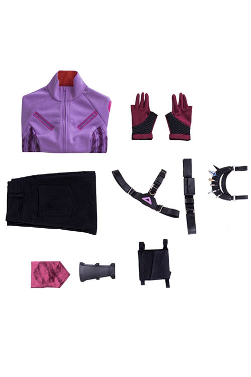 TV Drama Hawkeye Kate Bishop Purple Top Suit Style 2 Halloween Cosplay Costume Set