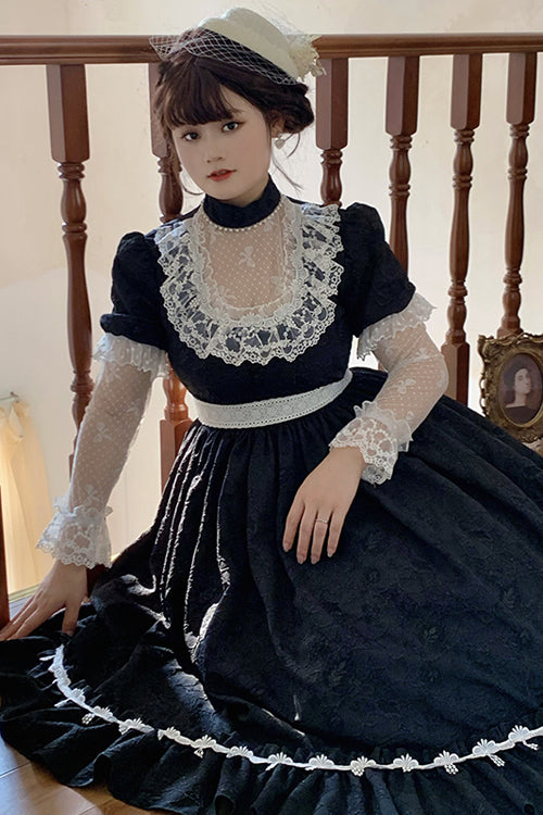 Round Collar Lace Long Sleeves Miss Winnie Plus Size Sweet Lolita OP Dress