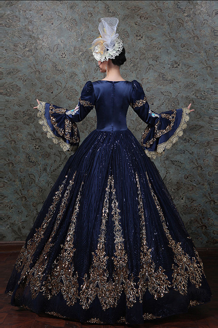 Hime Sleeves High Waisted Three Dimensional Hollow Embroidery Floral Print Ruffled Multi-Layer Victorian Lolita Prom Dress