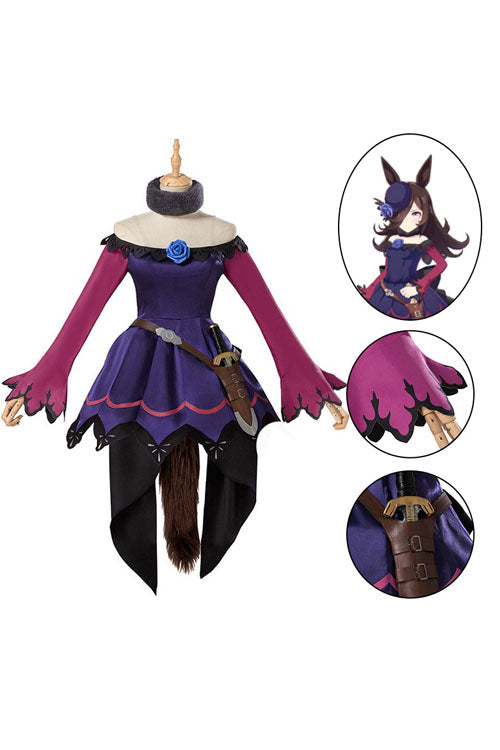 Game Pretty Derby Rice Shower Purple Winning Suit Halloween Cosplay Costume Full Set