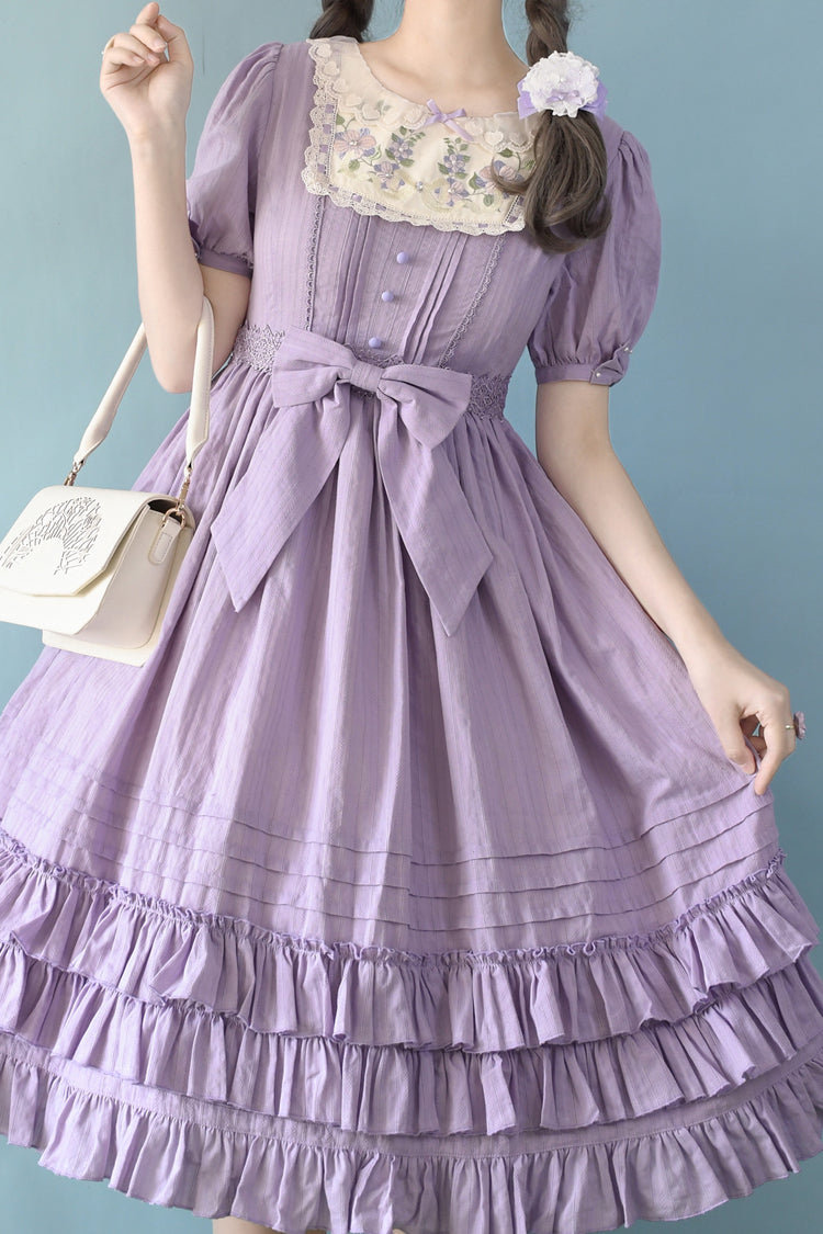 Girly Nelly Embroidery Multi-Layer Ruffle Sweet Lolita Dress 4 Colors