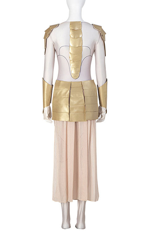 Eternals Thena Beige Battle Suit Design 2 Halloween Cosplay Costume Golden/Beige Waist Skirt
