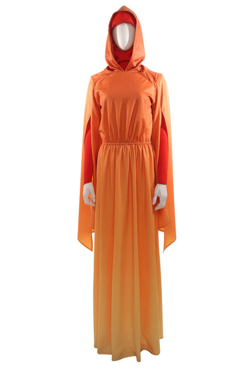 Star Wars Episode I The Phantom Menace Padm?¡ì| Amidala Orange Gradient Dress Halloween Cosplay Costume Full Set