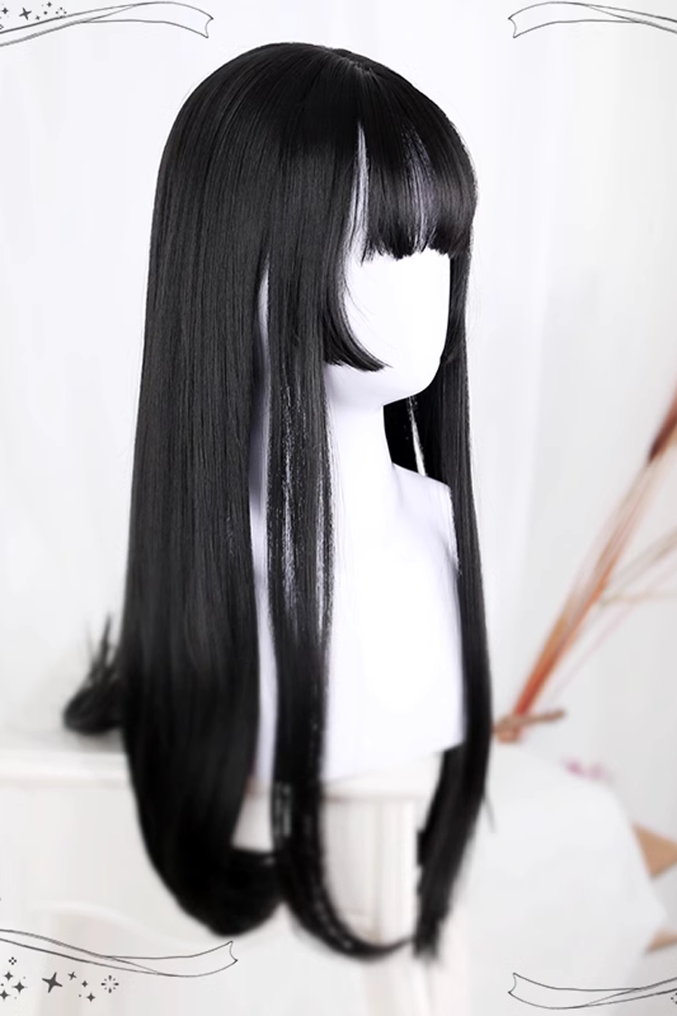 Two Colors Hime Cut  Long Straight Hair Classic Lolita Wigs