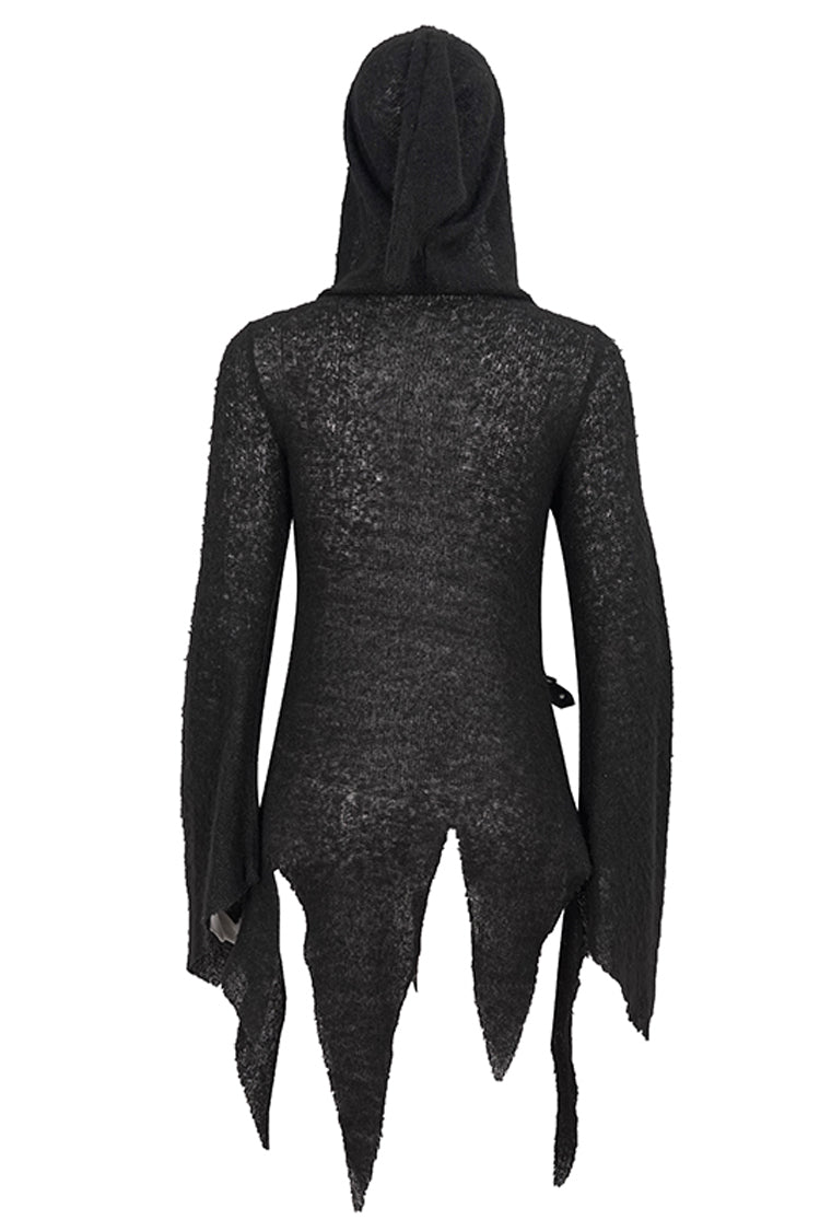 Black Vintage Hooded With Leather Details Women's Punk Jackets