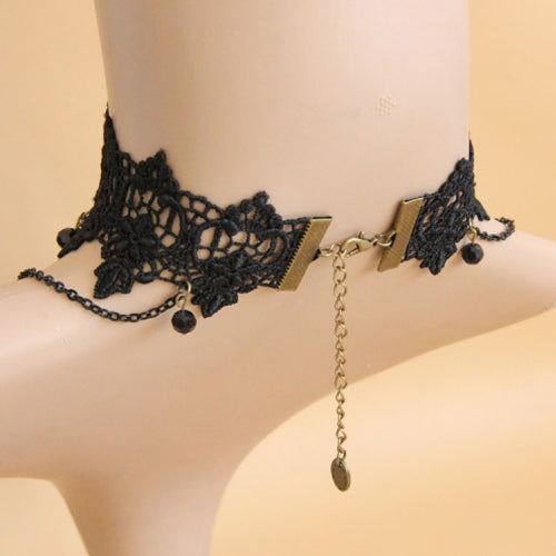 Black Retro Exaggerated Cross Collar Harajuku Style Lace Gothic Lolita Necklace