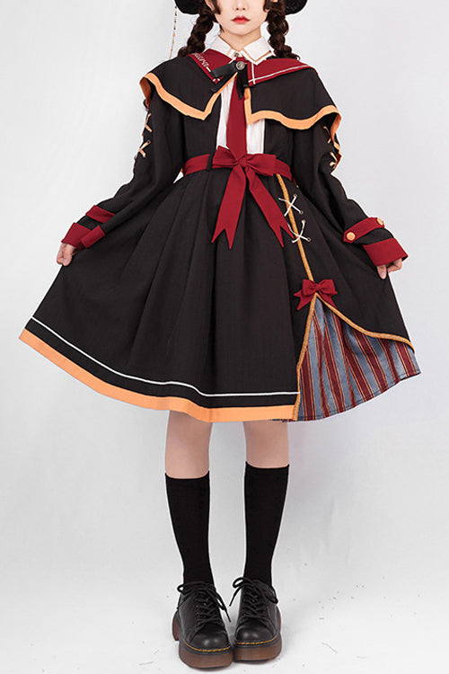 Black High Waist Magic Sweet Lolita OP Dress With Cloak