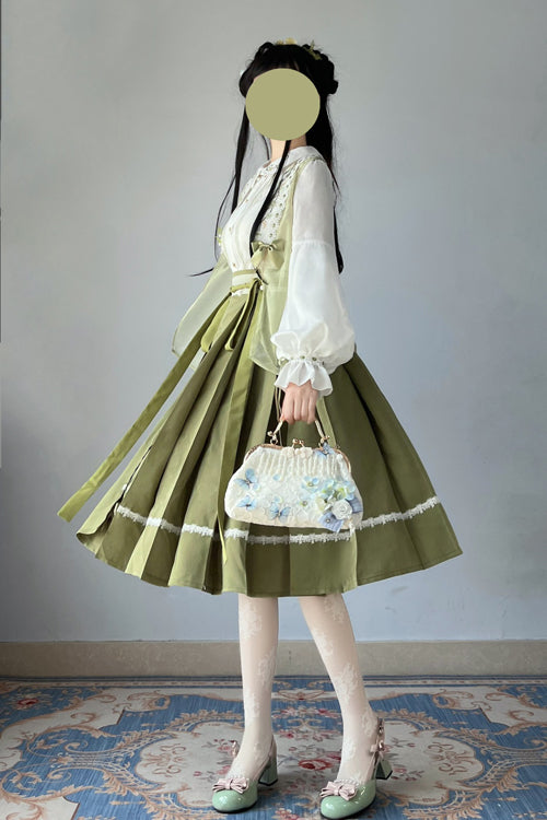 Green 2022 New Chinese Style Han Element Sweet Lolita Dress Full Set