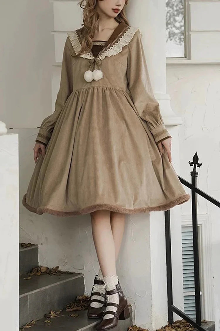 Brown Coco Diary Long Sleeves Autumn Winter Sweet Princess Lolita Dress