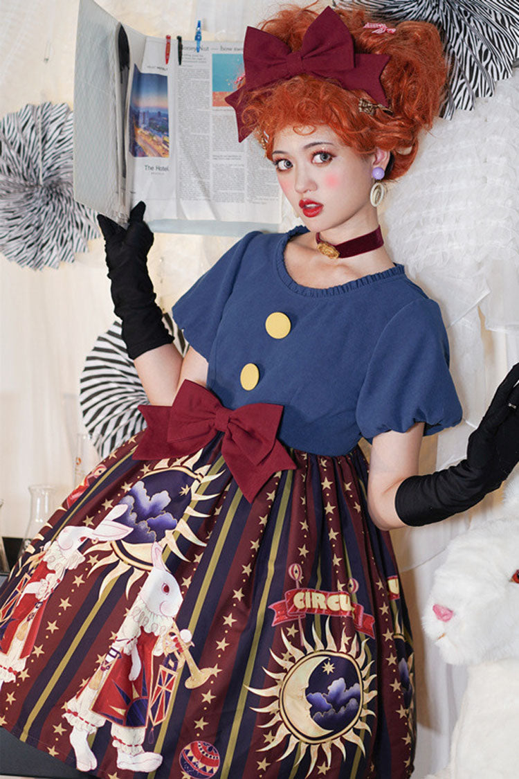 Süßes Lolita OP-Kleid mit Weihnachtsschleife und antikem Puppendruck