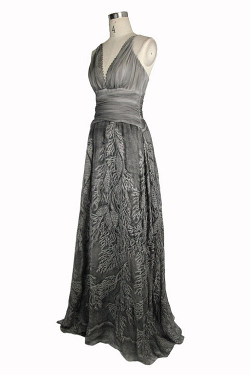 Punk Wedding Embroidery Smoky Pattern Sexy  Silk Chiffon Halter Womens Dress