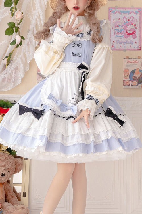 Blue Ruffled Square Collar Alice Chapter Sweet Lolita JSK Dress