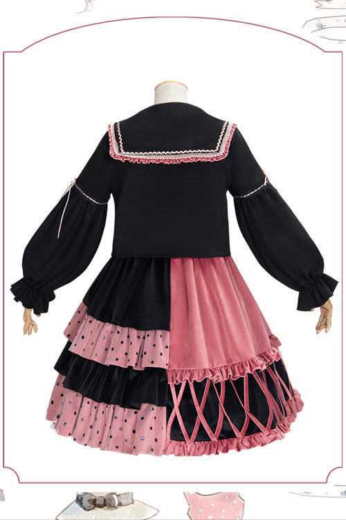 Pink/Black Vintage Stitching Strawberry Sweet Lolita JSK Dress