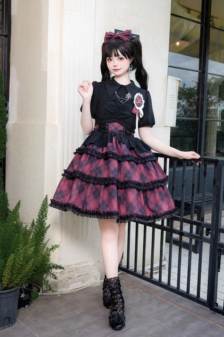 Multi-layer Margaret Plaid Print Sleeveless Sweet Lolita Dress 4 Colors