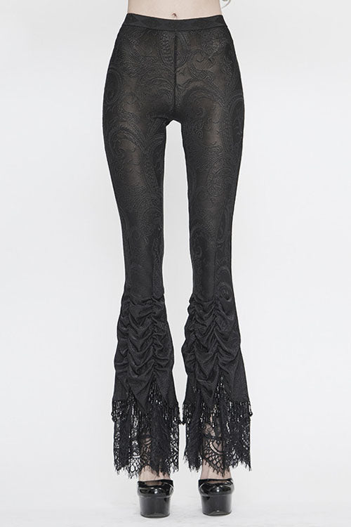 Black Lace Beaded Pleated Gothic Womens Pants