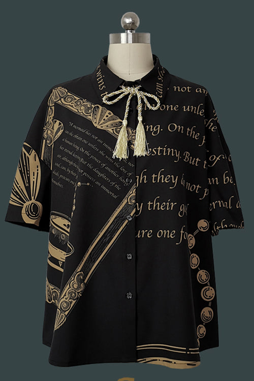 Black Handsome Little Prince Print Loose Ouji Lolita Shorts