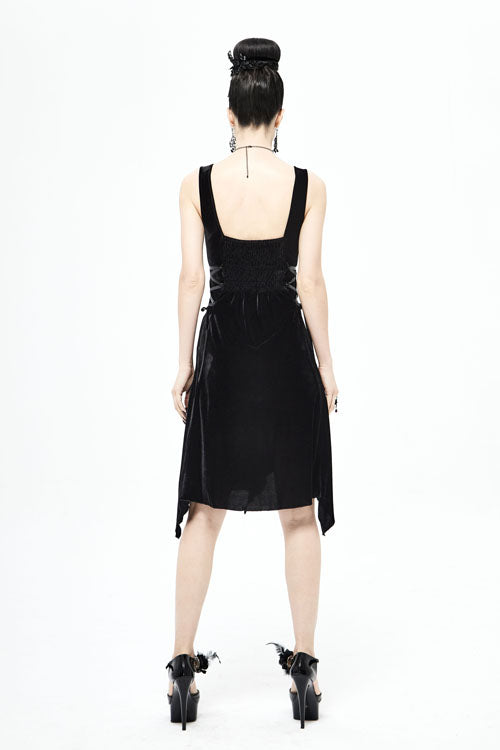 Black Sharp Angled Irregular Hem Gothic Dress