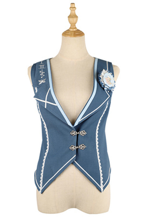 Alice Detective Retro Echte blaue Ouji Lolita Weste