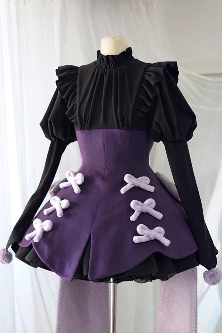 Stand Up Collar Long Sleeves High Waisted Thickened With Vest Sweet Lolita OP Dress 2 Colors