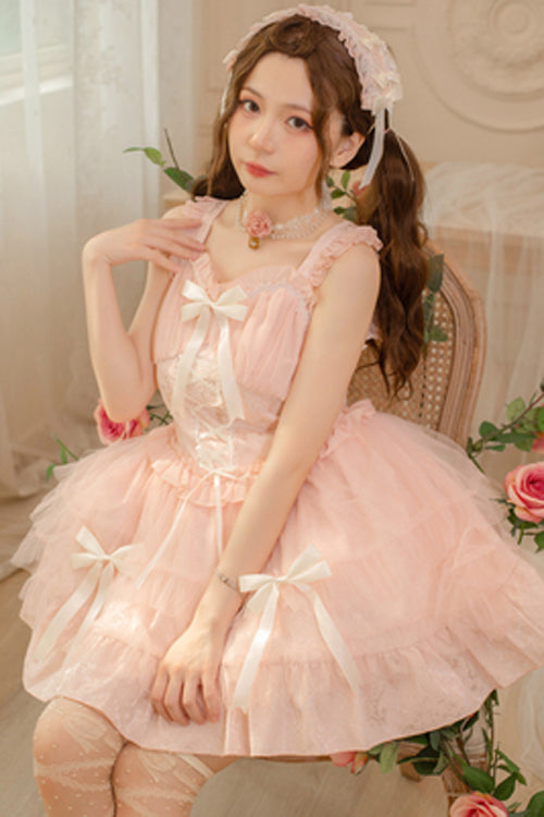 Love Overture Ruffled Bow High Waisted Sweet Lolita JSK Dress