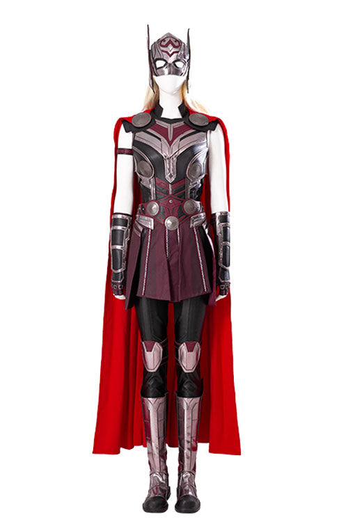 Movie Thor Love And Thunder Female Jane Foster Battle Suit Halloween Cosplay Costume Red Cloak