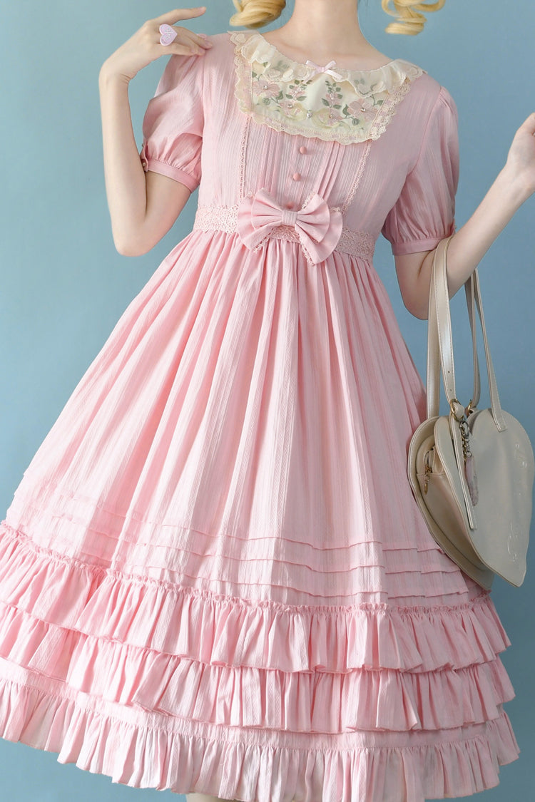 Girly Nelly Embroidery Multi-Layer Ruffle Sweet Lolita Dress 4 Colors