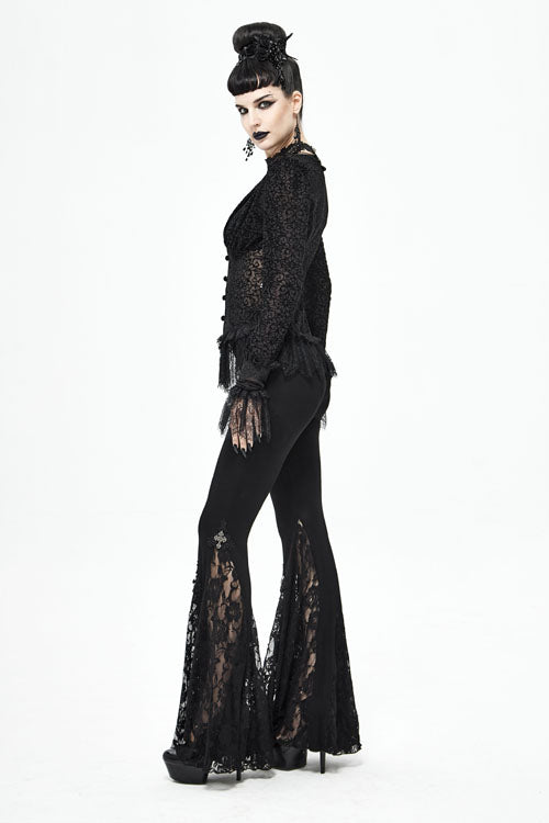 Black Cross Knit Lace Bell Gothic Womens Pants