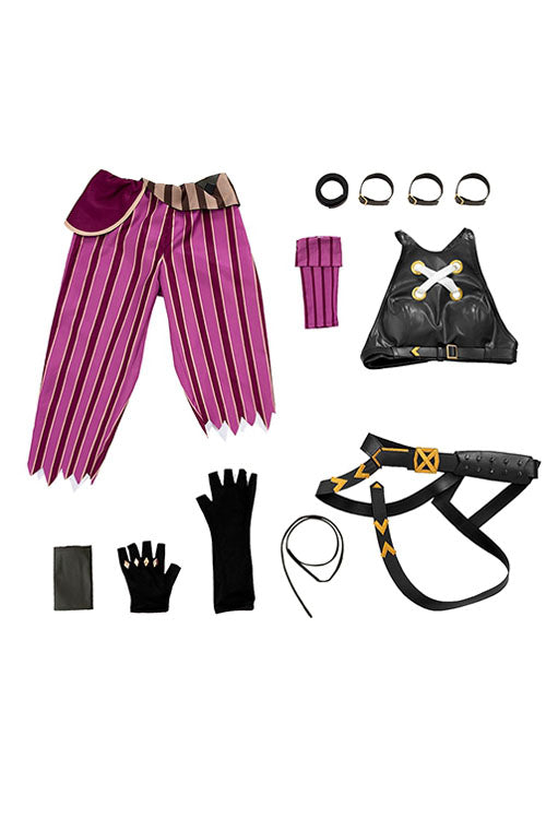 Anime Arcane League Of Legends Jinx Runaway Loli Composite Leather Corset Design Black/Purple Halloween Cosplay Costume Full Set