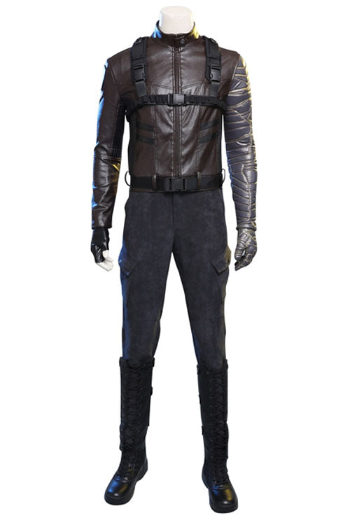 The Falcon And The Winter Soldier Winter Soldier Bucky Barnes Brown Jacket Set Halloween Cosplay Costume Full Set