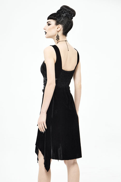 Black Sharp Angled Irregular Hem Gothic Dress