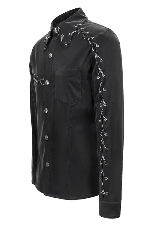 Black Rock Drawstring Mens Punk Blouse