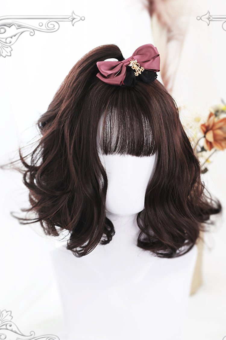Brown Air Bangs Short Curly Hair Sweet Lolita Wigs