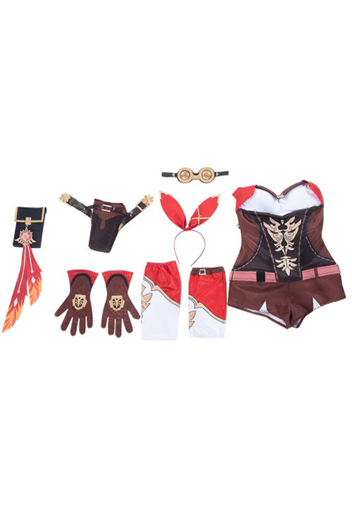 Genshin Impact Amber Bunny Earl Detect Knight Red Game Halloween Cosplay Costume Full Set