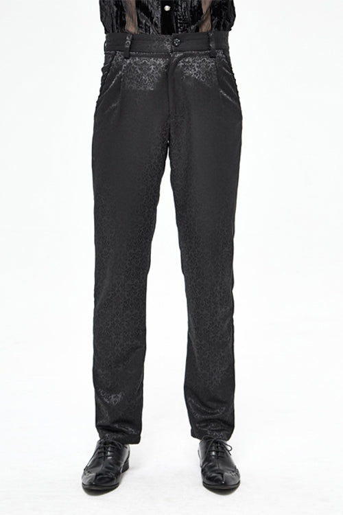 Black Basic Jacquard Diagonal Pocket Three Dimensional Webbing Gothic Mens Pants