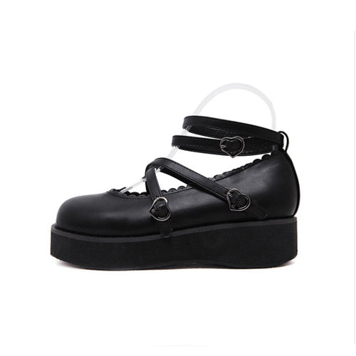 Black Doll Shoes Round-toe Student Cute Platform Lolita Shoes